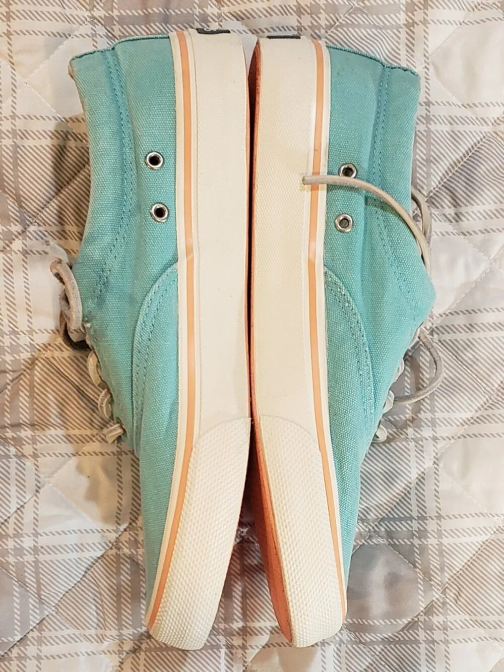 Sperry Men's mint/teal canvas Striper ll CVO low top deck sneakers Size 7